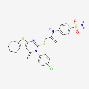 molecular formula C24H21ClN4O4S3 B4672005 N-[4-(aminosulfonyl)phenyl]-2-{[3-(4-chlorophenyl)-4-oxo-3,4,5,6,7,8-hexahydro[1]benzothieno[2,3-d]pyrimidin-2-yl]thio}acetamide 