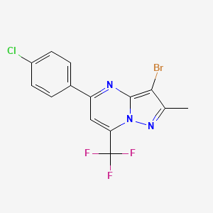 molecular formula C14H8BrClF3N3 B4672071 3-bromo-5-(4-chlorophenyl)-2-methyl-7-(trifluoromethyl)pyrazolo[1,5-a]pyrimidine 
