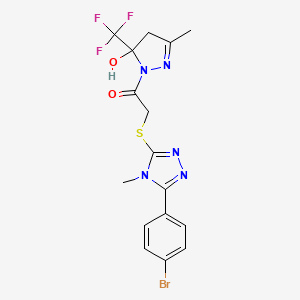 2-{[5-(4-BROMOPHENYL)-4-METHYL-4H-1,2,4-TRIAZOL-3-YL]SULFANYL}-1-[5-HYDROXY-3-METHYL-5-(TRIFLUOROMETHYL)-4,5-DIHYDRO-1H-PYRAZOL-1-YL]-1-ETHANONE