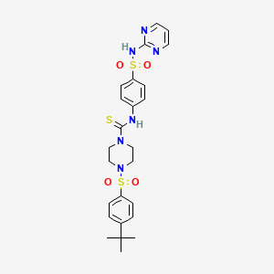 molecular formula C25H30N6O4S3 B4672115 4-[(4-tert-butylphenyl)sulfonyl]-N-{4-[(2-pyrimidinylamino)sulfonyl]phenyl}-1-piperazinecarbothioamide 