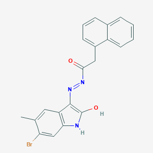 molecular formula C21H16BrN3O2 B467212 N'-(6-bromo-5-methyl-2-oxo-1,2-dihydro-3H-indol-3-ylidene)-2-(1-naphthyl)acetohydrazide 