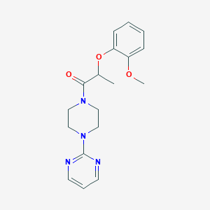 molecular formula C18H22N4O3 B4672124 2-{4-[2-(2-methoxyphenoxy)propanoyl]-1-piperazinyl}pyrimidine 