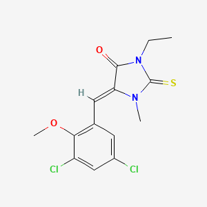 molecular formula C14H14Cl2N2O2S B4672143 5-(3,5-dichloro-2-methoxybenzylidene)-3-ethyl-1-methyl-2-thioxo-4-imidazolidinone 