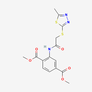molecular formula C15H15N3O5S2 B4672163 dimethyl 2-({[(5-methyl-1,3,4-thiadiazol-2-yl)thio]acetyl}amino)terephthalate 