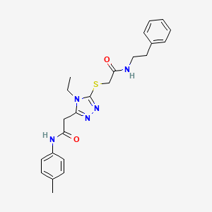 molecular formula C23H27N5O2S B4672182 2-[(4-ethyl-5-{2-[(4-methylphenyl)amino]-2-oxoethyl}-4H-1,2,4-triazol-3-yl)thio]-N-(2-phenylethyl)acetamide 