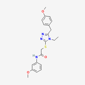 molecular formula C21H24N4O3S B4672198 2-{[4-ethyl-5-(4-methoxybenzyl)-4H-1,2,4-triazol-3-yl]thio}-N-(3-methoxyphenyl)acetamide 