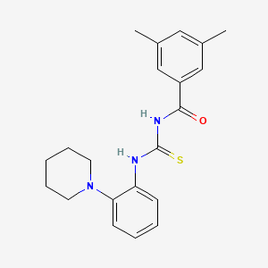 3,5-dimethyl-N-({[2-(1-piperidinyl)phenyl]amino}carbonothioyl)benzamide