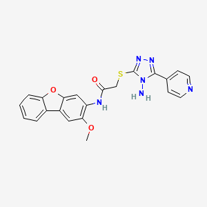 molecular formula C22H18N6O3S B4672215 2-{[4-amino-5-(4-pyridinyl)-4H-1,2,4-triazol-3-yl]thio}-N-(2-methoxydibenzo[b,d]furan-3-yl)acetamide 