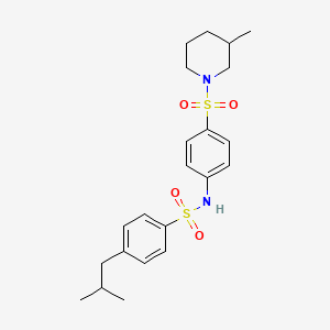 molecular formula C22H30N2O4S2 B4672227 4-isobutyl-N-{4-[(3-methyl-1-piperidinyl)sulfonyl]phenyl}benzenesulfonamide 