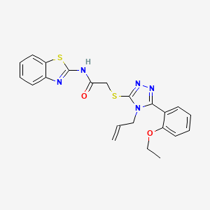 molecular formula C22H21N5O2S2 B4672240 2-{[4-allyl-5-(2-ethoxyphenyl)-4H-1,2,4-triazol-3-yl]thio}-N-1,3-benzothiazol-2-ylacetamide 