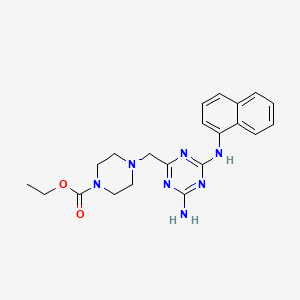 molecular formula C21H25N7O2 B4672252 ethyl 4-{[4-amino-6-(1-naphthylamino)-1,3,5-triazin-2-yl]methyl}-1-piperazinecarboxylate 