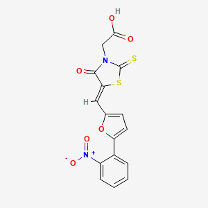 molecular formula C16H10N2O6S2 B4672259 (5-{[5-(2-nitrophenyl)-2-furyl]methylene}-4-oxo-2-thioxo-1,3-thiazolidin-3-yl)acetic acid 