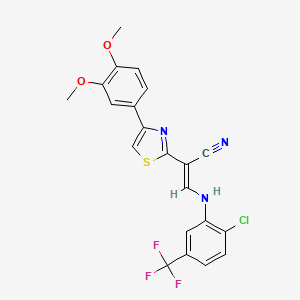 molecular formula C21H15ClF3N3O2S B4672305 3-{[2-chloro-5-(trifluoromethyl)phenyl]amino}-2-[4-(3,4-dimethoxyphenyl)-1,3-thiazol-2-yl]acrylonitrile 