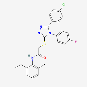 molecular formula C25H22ClFN4OS B4672312 2-{[5-(4-chlorophenyl)-4-(4-fluorophenyl)-4H-1,2,4-triazol-3-yl]thio}-N-(2-ethyl-6-methylphenyl)acetamide 