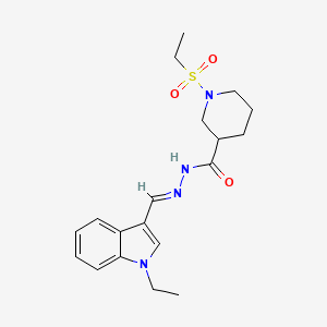 molecular formula C19H26N4O3S B4672334 N'-[(1-ethyl-1H-indol-3-yl)methylene]-1-(ethylsulfonyl)-3-piperidinecarbohydrazide 