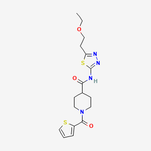molecular formula C17H22N4O3S2 B4672341 N-[5-(2-ethoxyethyl)-1,3,4-thiadiazol-2-yl]-1-(2-thienylcarbonyl)-4-piperidinecarboxamide 