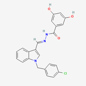 molecular formula C23H18ClN3O3 B4672371 N'-{[1-(4-chlorobenzyl)-1H-indol-3-yl]methylene}-3,5-dihydroxybenzohydrazide 