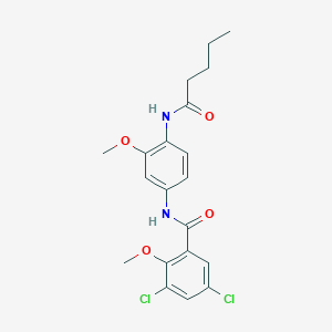 molecular formula C20H22Cl2N2O4 B4672377 3,5-dichloro-2-methoxy-N-[3-methoxy-4-(pentanoylamino)phenyl]benzamide 