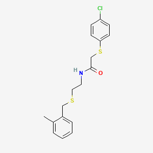 molecular formula C18H20ClNOS2 B4672399 2-[(4-chlorophenyl)thio]-N-{2-[(2-methylbenzyl)thio]ethyl}acetamide 