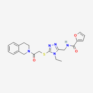 molecular formula C21H23N5O3S B4672410 N-[(5-{[2-(3,4-dihydro-2(1H)-isoquinolinyl)-2-oxoethyl]thio}-4-ethyl-4H-1,2,4-triazol-3-yl)methyl]-2-furamide 
