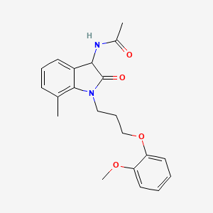 molecular formula C21H24N2O4 B4672433 N-{1-[3-(2-methoxyphenoxy)propyl]-7-methyl-2-oxo-2,3-dihydro-1H-indol-3-yl}acetamide 