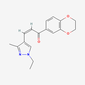 molecular formula C17H18N2O3 B4672439 1-(2,3-dihydro-1,4-benzodioxin-6-yl)-3-(1-ethyl-3-methyl-1H-pyrazol-4-yl)-2-propen-1-one 