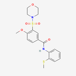molecular formula C19H22N2O5S2 B4672457 4-methoxy-N-[2-(methylthio)phenyl]-3-(4-morpholinylsulfonyl)benzamide 