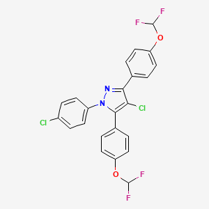 molecular formula C23H14Cl2F4N2O2 B4672539 4-chloro-1-(4-chlorophenyl)-3,5-bis[4-(difluoromethoxy)phenyl]-1H-pyrazole 