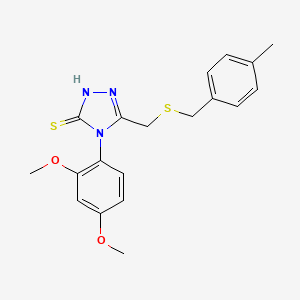molecular formula C19H21N3O2S2 B4672546 4-(2,4-dimethoxyphenyl)-5-{[(4-methylbenzyl)thio]methyl}-4H-1,2,4-triazole-3-thiol 