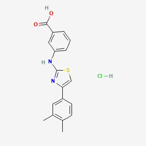molecular formula C18H17ClN2O2S B4672548 3-{[4-(3,4-dimethylphenyl)-1,3-thiazol-2-yl]amino}benzoic acid hydrochloride 
