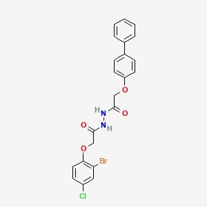 molecular formula C22H18BrClN2O4 B4672567 2-(4-biphenylyloxy)-N'-[(2-bromo-4-chlorophenoxy)acetyl]acetohydrazide 
