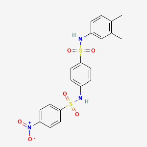molecular formula C20H19N3O6S2 B4672657 N-(4-{[(3,4-dimethylphenyl)amino]sulfonyl}phenyl)-4-nitrobenzenesulfonamide 