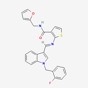 molecular formula C26H20FN3O2S B4672680 2-({[1-(2-fluorobenzyl)-1H-indol-3-yl]methylene}amino)-N-(2-furylmethyl)-3-thiophenecarboxamide 