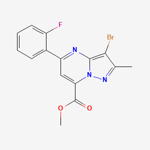 molecular formula C15H11BrFN3O2 B4672714 methyl 3-bromo-5-(2-fluorophenyl)-2-methylpyrazolo[1,5-a]pyrimidine-7-carboxylate 