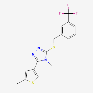 molecular formula C16H14F3N3S2 B4672729 4-methyl-3-(5-methyl-3-thienyl)-5-{[3-(trifluoromethyl)benzyl]thio}-4H-1,2,4-triazole 