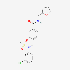 molecular formula C20H23ClN2O4S B4672771 4-{[(3-chlorophenyl)(methylsulfonyl)amino]methyl}-N-(tetrahydro-2-furanylmethyl)benzamide 