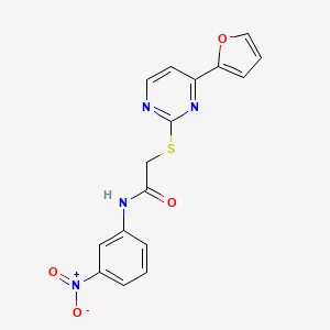 molecular formula C16H12N4O4S B4672828 2-{[4-(2-furyl)-2-pyrimidinyl]thio}-N-(3-nitrophenyl)acetamide 