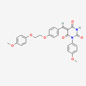 molecular formula C27H24N2O7 B4672876 5-{4-[2-(4-methoxyphenoxy)ethoxy]benzylidene}-1-(4-methoxyphenyl)-2,4,6(1H,3H,5H)-pyrimidinetrione 