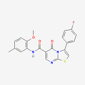 molecular formula C21H16FN3O3S B4672883 3-(4-fluorophenyl)-N-(2-methoxy-5-methylphenyl)-5-oxo-5H-[1,3]thiazolo[3,2-a]pyrimidine-6-carboxamide 
