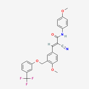 2-cyano-N-(4-methoxyphenyl)-3-(4-methoxy-3-{[3-(trifluoromethyl)phenoxy]methyl}phenyl)acrylamide