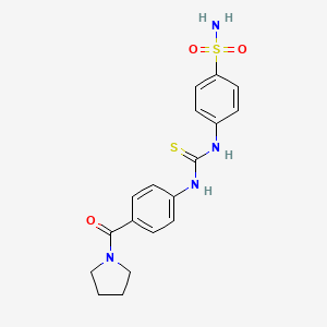 molecular formula C18H20N4O3S2 B4672913 4-[({[4-(1-pyrrolidinylcarbonyl)phenyl]amino}carbonothioyl)amino]benzenesulfonamide 