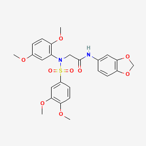 molecular formula C25H26N2O9S B4673000 N~1~-1,3-benzodioxol-5-yl-N~2~-(2,5-dimethoxyphenyl)-N~2~-[(3,4-dimethoxyphenyl)sulfonyl]glycinamide 