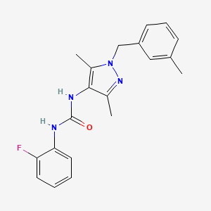 molecular formula C20H21FN4O B4673015 N-[3,5-dimethyl-1-(3-methylbenzyl)-1H-pyrazol-4-yl]-N'-(2-fluorophenyl)urea 