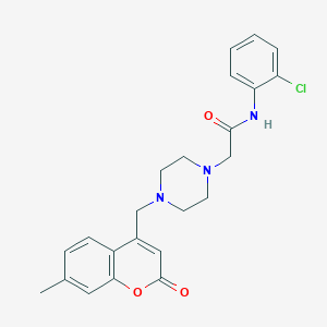 molecular formula C23H24ClN3O3 B4673021 N-(2-chlorophenyl)-2-{4-[(7-methyl-2-oxo-2H-chromen-4-yl)methyl]-1-piperazinyl}acetamide 