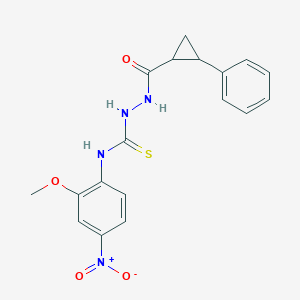 molecular formula C18H18N4O4S B4673088 N-(2-methoxy-4-nitrophenyl)-2-[(2-phenylcyclopropyl)carbonyl]hydrazinecarbothioamide 