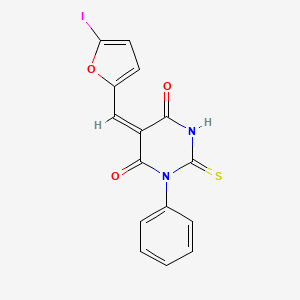molecular formula C15H9IN2O3S B4673092 5-[(5-iodo-2-furyl)methylene]-1-phenyl-2-thioxodihydro-4,6(1H,5H)-pyrimidinedione 