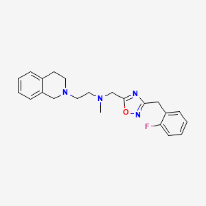 molecular formula C22H25FN4O B4673124 2-(3,4-dihydro-2(1H)-isoquinolinyl)-N-{[3-(2-fluorobenzyl)-1,2,4-oxadiazol-5-yl]methyl}-N-methylethanamine 