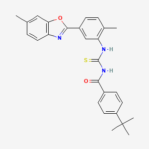 4-tert-butyl-N-({[2-methyl-5-(6-methyl-1,3-benzoxazol-2-yl)phenyl]amino}carbonothioyl)benzamide