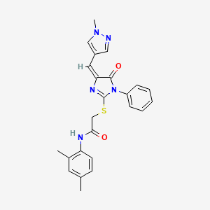 molecular formula C24H23N5O2S B4673206 N-(2,4-dimethylphenyl)-2-({4-[(1-methyl-1H-pyrazol-4-yl)methylene]-5-oxo-1-phenyl-4,5-dihydro-1H-imidazol-2-yl}thio)acetamide 
