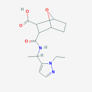 molecular formula C15H21N3O4 B4673210 3-({[1-(1-ethyl-1H-pyrazol-5-yl)ethyl]amino}carbonyl)-7-oxabicyclo[2.2.1]heptane-2-carboxylic acid 